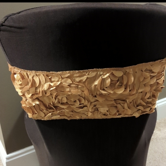 Polyester Stretch Spandex Banquet Chair Covers Chocolate Brown with Golden Sash - Picture 2 of 4